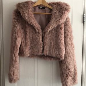 Faux fur crop jacket